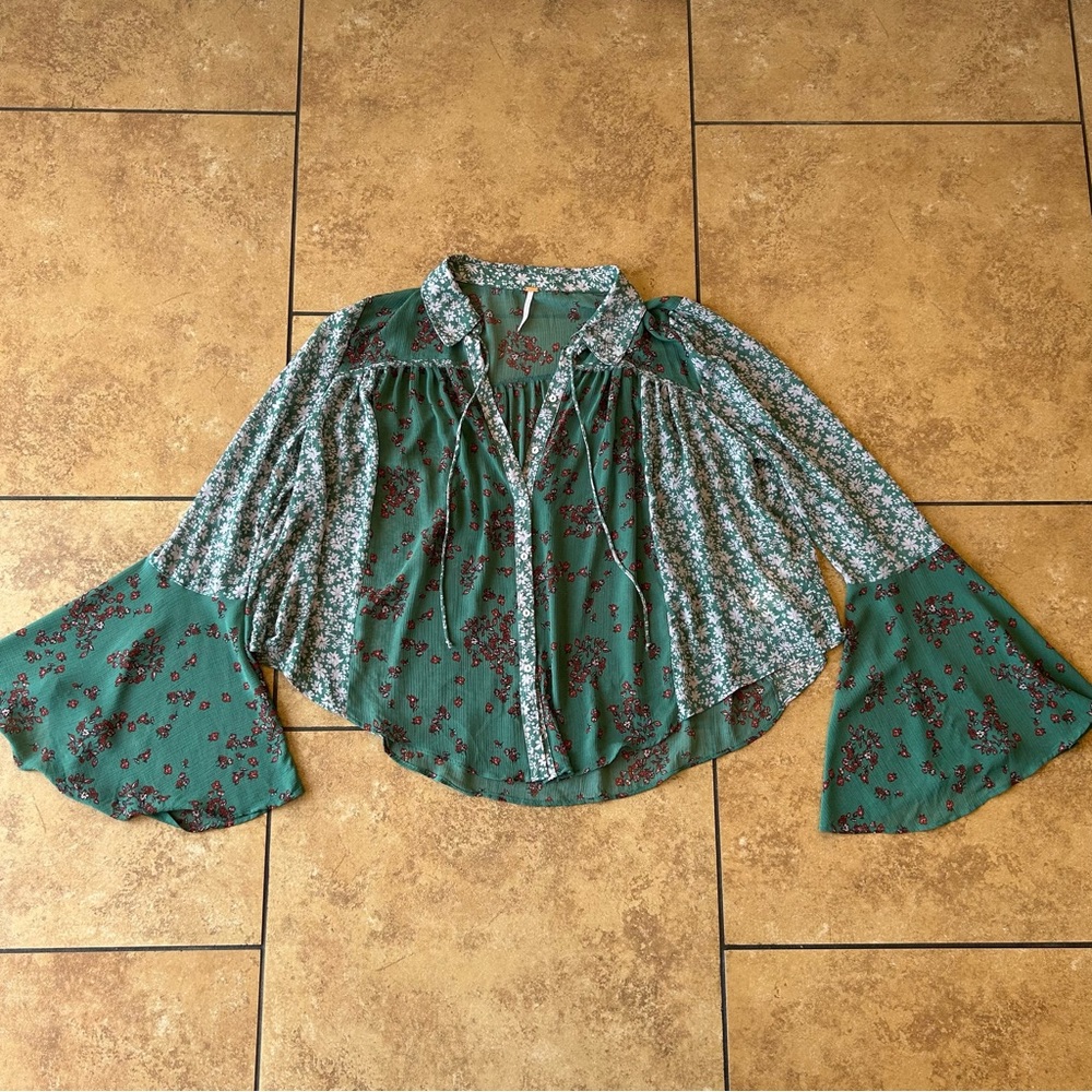 Free People Boho Style Floral Top